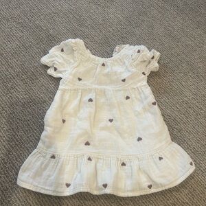 White and purple Girls' Heart-Embroidered Dress